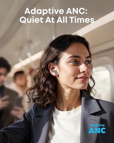 Soundcore P41i من Anker، سماعات أذن متكيفة مع خاصية إلغاء الضوضاء مع شاحن هاتف محمول ومحول Lightning مدمج، وقت تشغيل 12 ساعة، 192 ساعة مع حافظة (متجددة) in Kuwait