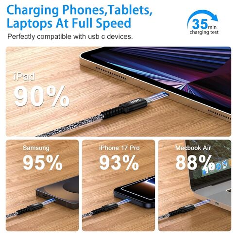 240W Samsung Charger Super Fast Charging Cord Type C Cable 3FT 2Pack USB C to C Cable Android Charger Cord for Samsung Galaxy S26 Ultra S26+ S26 S25 FE Plus A17 A36 A16 A26 A56 S24 S23 Z Fold/Flip 7 in Kuwait
