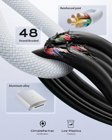 كابل Maxonar USB C إلى مغناطيسي 3 بطول 6.6 أقدام، يصل إلى 140 وات PD شحن سريع مجدول - بديل فقط لجهاز MacBook Pro 14 بوصة/16 ​​بوصة 2025/2024/ 2023/2021، Air 13 بوصة/15 بوصة M4 2025، M3 2024، M2 2023، 2022- أبيض in Kuwait