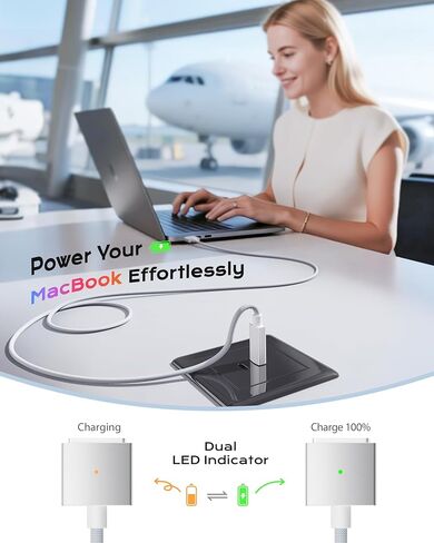 كابل Maxonar USB C إلى مغناطيسي 3 بطول 6.6 أقدام، يصل إلى 140 وات PD شحن سريع مجدول - بديل فقط لجهاز MacBook Pro 14 بوصة/16 ​​بوصة 2025/2024/ 2023/2021، Air 13 بوصة/15 بوصة M4 2025، M3 2024، M2 2023، 2022- أبيض in Kuwait