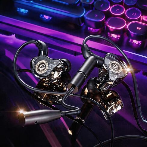 【2026 new Model】 in Ear Professional Gaming Headphones with Microphone, Long line Non delay HiFi Stereo Wired Headphones, Noise Cancelling earplugs Suitable for Music Singers (Black) in Kuwait