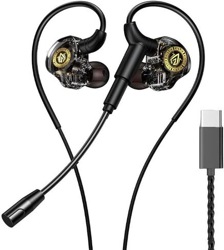 【2026 new Model】 in Ear Professional Gaming Headphones with Microphone, Long line Non delay HiFi Stereo Wired Headphones, Noise Cancelling earplugs Suitable for Music Singers (Black) in Kuwait