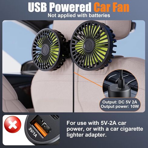 Hayousui Dual Head Car Fan and USB Car Fans for Backseat in Kuwait