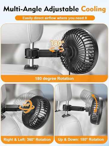 Hayousui Dual Head Car Fan and USB Car Fans for Backseat in Kuwait