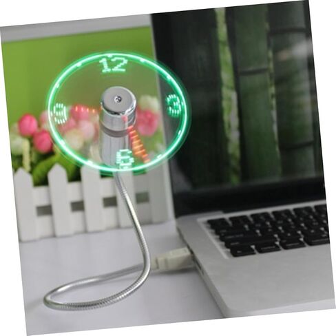 USB Fan with LED Clock Lighting – Mini Gooseneck Rechargeable Desk Fan, Time & Temperature Display, Portable Quiet Cooling Gadget for Home Office Laptop Travel (1pc) in Kuwait