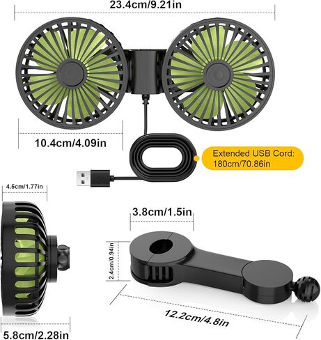 Hayousui Dual Head Car Fan and Portable Cooling Fans in Kuwait