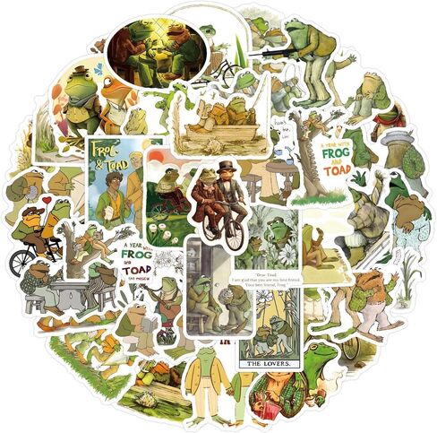 50pcs Frog and Toad Stickers for Adult Journal,Cute Fun Cartoon Waterproof Vinyl Stickers for Teens Water Bottle Skateboard Guitar Phone Computer Travel Case Graffiti Decals in Kuwait