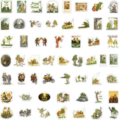 50pcs Frog and Toad Stickers for Adult Journal,Cute Fun Cartoon Waterproof Vinyl Stickers for Teens Water Bottle Skateboard Guitar Phone Computer Travel Case Graffiti Decals in Kuwait
