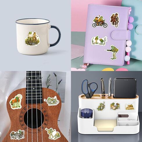 50pcs Frog and Toad Stickers for Adult Journal,Cute Fun Cartoon Waterproof Vinyl Stickers for Teens Water Bottle Skateboard Guitar Phone Computer Travel Case Graffiti Decals in Kuwait