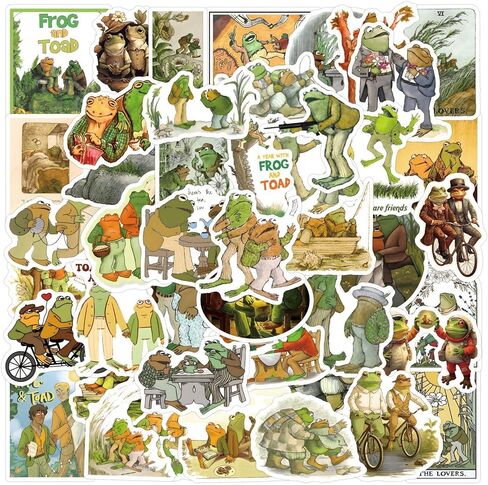 50pcs Frog and Toad Stickers for Adult Journal,Cute Fun Cartoon Waterproof Vinyl Stickers for Teens Water Bottle Skateboard Guitar Phone Computer Travel Case Graffiti Decals in Kuwait