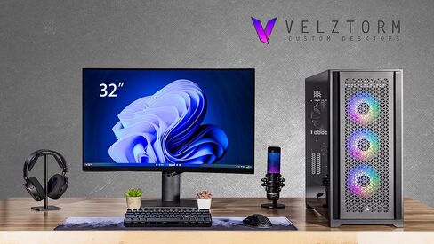 Velztorm Aciex 14th Gen Gaming Desktop PC (Intel i9-14900K, GeForce RTX 5080, 64GB DDR5, 2TB PCIe SSD, 360mm AIO, 1000W PSU, WiFi 6, Bluetooth 5.2, RJ-45, 1 Display Port, Win 11 Home) in Kuwait