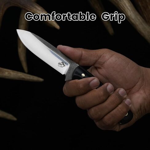 Knives Ranch Camper One | 8 inch horizontal Carry Bushcraft, Camping, Hunting & Outdoors Knife | High Carbon 440C Stainless Steel | 59 Hardness | Cowboy Style Dual Carry Sheath in Kuwait
