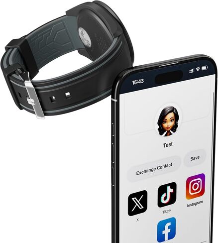Digital Business Card NFC Watch Band Bicolor Silicone Strap, Smart NFC Wristband for Men and Women, Instant App-Free Sharing Compatible with iPhone & Android,20-24mm in Saudi Arabia