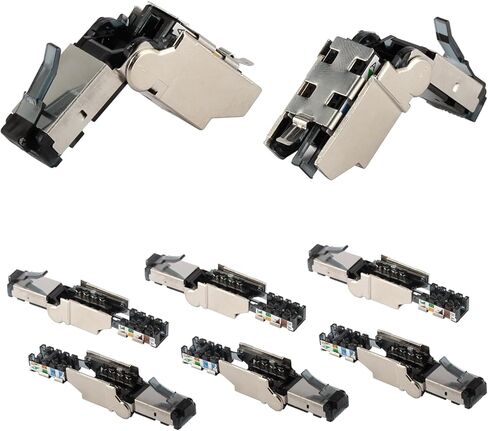 Tool Free Shielded RJ45 Connectors Cat6A (8 Pack), STP Metal Shielded Field Termination plug, 22 to 26Awg, with locking kit (8pcs lock+1pc key) in Kuwait