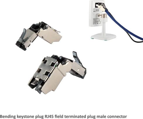 Tool Free Shielded RJ45 Connectors Cat6A (8 Pack), STP Metal Shielded Field Termination plug, 22 to 26Awg, with locking kit (8pcs lock+1pc key) in Kuwait