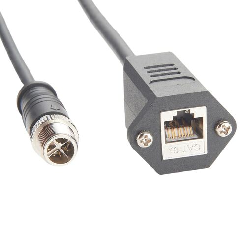لوحة جبل M12 8 دبوس X-Code إلى RJ45 CAT6A كابل إيثرنت صناعي مقاوم للماء عالي المرونة محمي كابل M12 Gige مع برغي متوافق مع Cognex في أتمتة الكاميرا الصناعية (0.5 متر) in Kuwait