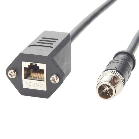 لوحة جبل M12 8 دبوس X-Code إلى RJ45 CAT6A كابل إيثرنت صناعي مقاوم للماء عالي المرونة محمي كابل M12 Gige مع برغي متوافق مع Cognex في أتمتة الكاميرا الصناعية (0.5 متر) in Kuwait