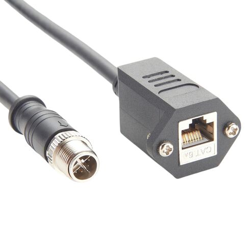لوحة جبل M12 8 دبوس X-Code إلى RJ45 CAT6A كابل إيثرنت صناعي مقاوم للماء عالي المرونة محمي كابل M12 Gige مع برغي متوافق مع Cognex في أتمتة الكاميرا الصناعية (0.5 متر) in Kuwait