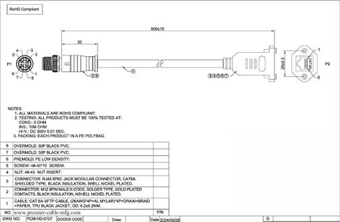 لوحة جبل M12 8 دبوس X-Code إلى RJ45 CAT6A كابل إيثرنت صناعي مقاوم للماء عالي المرونة محمي كابل M12 Gige مع برغي متوافق مع Cognex في أتمتة الكاميرا الصناعية (0.5 متر) in Kuwait