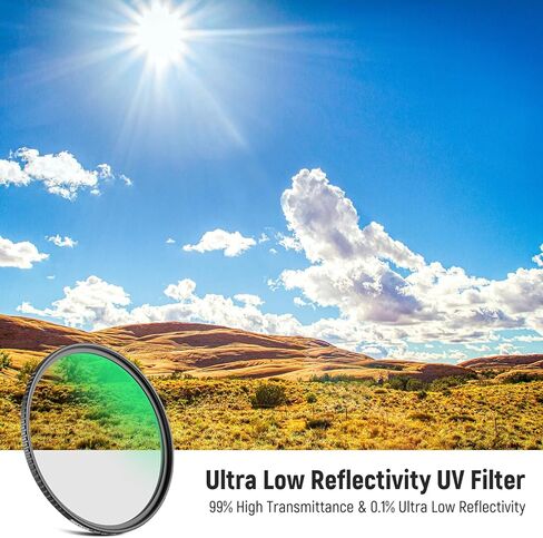 NEEWER 62mm Ultra Low Reflectivity UV Lens Filter, UV Protection Filter with Multi Resistant Coating, HD High Transmittance Optical Glass, Ultra Slim Aluminum Frame, Water/Scratch/Oil Resistant in Kuwait