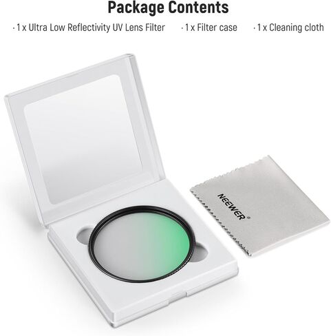 NEEWER 62mm Ultra Low Reflectivity UV Lens Filter, UV Protection Filter with Multi Resistant Coating, HD High Transmittance Optical Glass, Ultra Slim Aluminum Frame, Water/Scratch/Oil Resistant in Kuwait