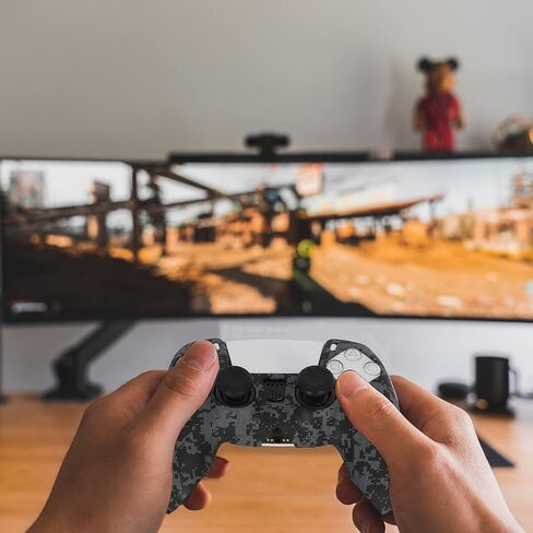 خلل | حافظة وحدة تحكم PS5 | ملحقات جهاز التحكم عن بعد Dualsense | 5 خمسة غطاء سيليكون | مع قبضة الإبهام المضادة للانزلاق| التمويه الأسود in Kuwait