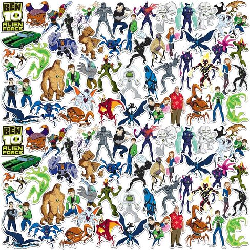 مجموعة متنوعة من الملصقات الفاخرة الكبيرة لشخصيات Ben 10 Alien Force 50 قطعة من الفينيل - تصميمات مقطوعة بالقالب لأجهزة الكمبيوتر المحمول وزجاجة المياه وسجلات القصاصات والكمبيوتر اللوحي والأسطح الداخلية والخارجية in Kuwait