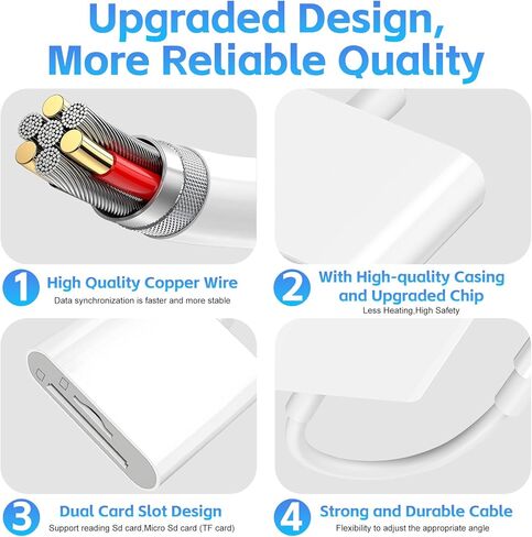 USB C SD Card Reader for iPhone 17/16/15/iPad/MacBook/Mac, wtyixs USB-C Type C SD Reader 2 Slots Supports SD and MicroSD Memory Card Adapter Digital Camera Adapter Trail Viewer, Plug and Play in Kuwait