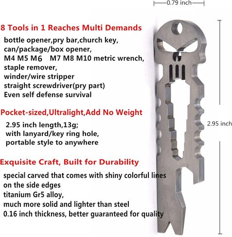 BANG TI Titanium EDC قضيب رفع مع وظيفة فتاحة الزجاجات (PunisherPB) in Kuwait