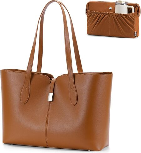 TOPEAST Laptop Tote Bag for Women with Removable Laptop Sleeve Lightweight 15.6" Work Shoulder Bag Leather Computer Handbag in Kuwait