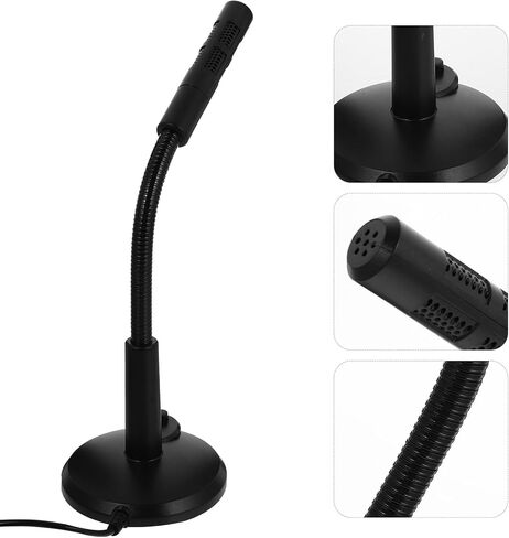 OSALADI USB Laptop Microphone with Base Mini Computer Microphone for Meeting Recording and Gaming Chat in Black Compatible with PC and Laptop in Kuwait