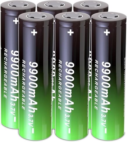 6 Pack 3.7V 9900 mAh Rechargeable Battery Flat Top Upgrade Capacity Batteries for Flashlights,Solar Lights,Headlamp, Remote Control in Saudi Arabia