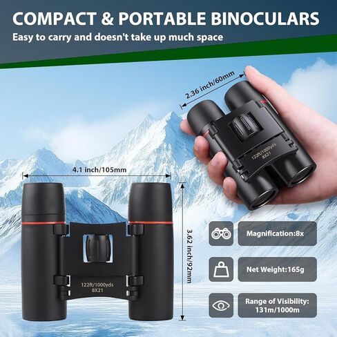 8x42 High-Powered Compact Binoculars for S & Kids - Bird Watching, Travel, Hunting, and Outdoor Adventures - Lightweight and Portable Design in Kuwait