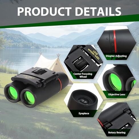 8x42 High-Powered Compact Binoculars for S & Kids - Bird Watching, Travel, Hunting, and Outdoor Adventures - Lightweight and Portable Design in Kuwait
