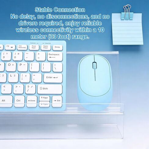 Wireless Keyboard and Mouse Combo, 2.4GHz Slim 78 Keys Ergonomic Keyboard with Quiet Mouse for PC Laptop Desktop 10M Range Plug and Play for PC Home Typing in Kuwait