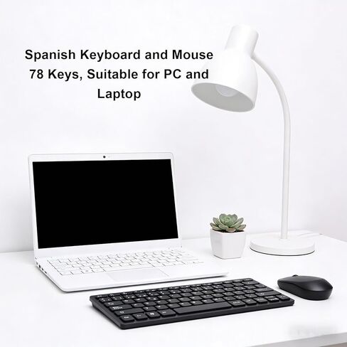 Yoidesu Spanish Wireless Keyboard and Mouse Combo, 2.4GHz 78 Keys Keyboard for PC Laptop, Ultra Slim Spanish Language with Silent Mouse for Office Home in Kuwait