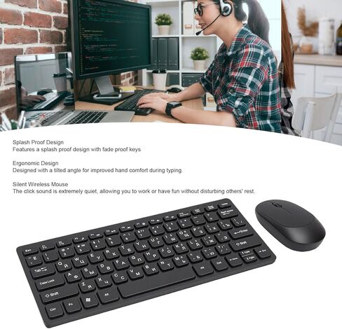 Russian Keyboard Mouse Set, 78 Keys 2.4GHz Wireless Keyboard and Mouse Combo with Proof Design and Ergonomic Tilt, for PC Laptop in Kuwait