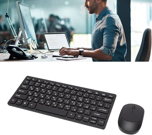 Russian Keyboard Mouse Set, 78 Keys 2.4GHz Wireless Keyboard and Mouse Combo with Proof Design and Ergonomic Tilt, for PC Laptop in Kuwait