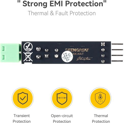 CAN HAT Single-Channel CAN Bus Transceiver Module, SN65HVD230, ISO11898, 1Mbps, 120Ω Termination Select, Low-Power Standby 370µA, Slope Control EMI/RFI Reduction, Open-Source Demo for STM32 in Kuwait