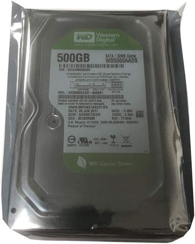 محرك الأقراص الصلبة ويسترن ديجيتال 500 جيجابايت كافيار جرين ساتا 3 جيجابايت/ثانية Intellipower 32 ميجابايت كاش كبير/محرك الأقراص الصلبة المكتبي OEM - WD5000AADS in Kuwait