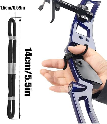 Adjustable Archery Finger Sling for Recurve Bow Hunting Shooting | Comfortable Elastic Cloth | Reusable Training Accessory (Black) in Kuwait