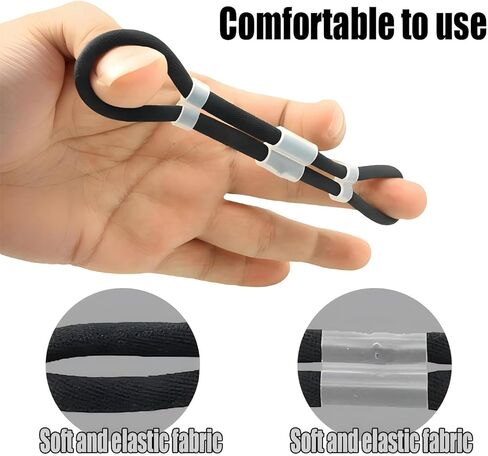 Adjustable Archery Finger Sling for Recurve Bow Hunting Shooting | Comfortable Elastic Cloth | Reusable Training Accessory (Black) in Kuwait