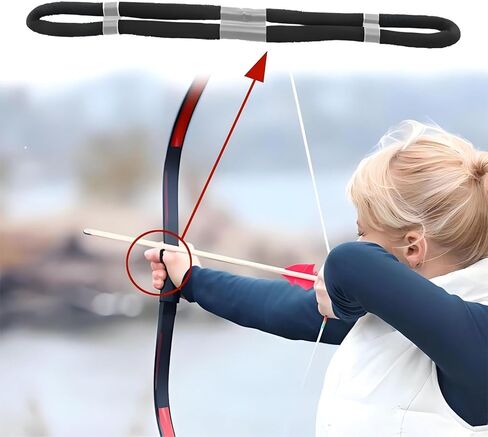 Adjustable Archery Finger Sling for Recurve Bow Hunting Shooting | Comfortable Elastic Cloth | Reusable Training Accessory (Black) in Kuwait