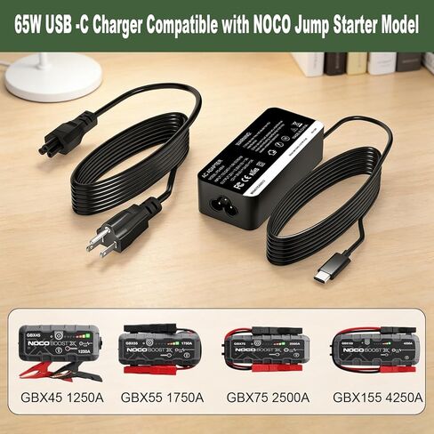 65W USB-C Charger for NOCO GBX45 Boost Compatible with NOCO Boost GBX45 GBX55 GBX75 GBX155 Portable Jump Starter Power Adapter Cord in Saudi Arabia