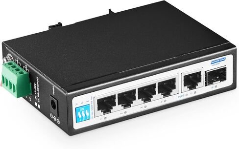 6 Port Mini Gigabit Industrial DIN-Rail PoE Switch, 4 x 100/1000Mbps POE Ports, IEEE802.3af/at, 1G Uplink, 1G SFP, Unmanaged IP30 (-40~185°F) Hardened YuLinca Switch in Saudi Arabia