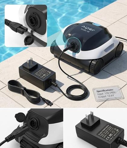 12.6V Adapter Charger for Aiper Cordless Pool Cleaner, Compatible with Aiper Scuba SE 10.8V Li-ion Battery, Automatic Pool Cleaner Power Supply Cord Cable Charger PSU in Kuwait