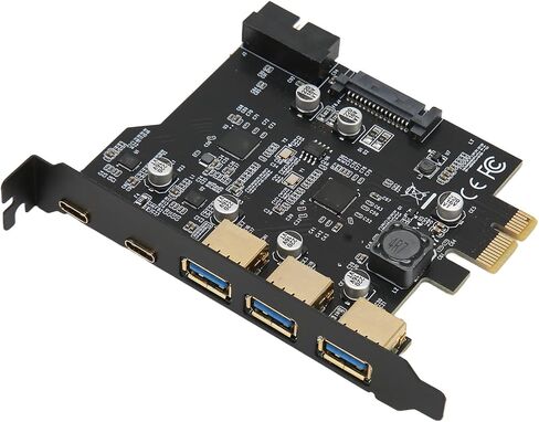 Yinhing PCIE 1X to USB Expansion Card 5 Ports Adapter with 3xUSB3 0 2xType C High Speed Controller Compatible with WINXP in Kuwait