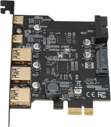 Yinhing PCIE 1X to USB Expansion Card 5 Ports Adapter with 3xUSB3 0 2xType C High Speed Controller Compatible with WINXP in Kuwait