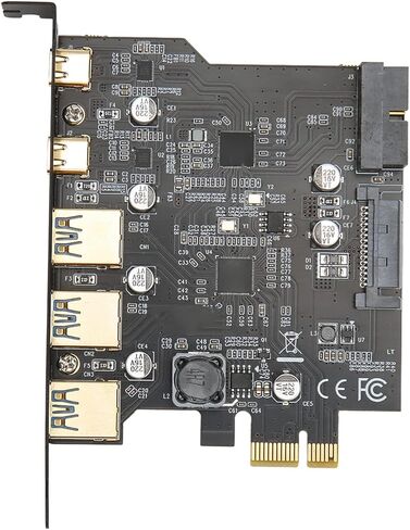 Yinhing PCIE 1X to USB Expansion Card 5 Ports Adapter with 3xUSB3 0 2xType C High Speed Controller Compatible with WINXP in Kuwait