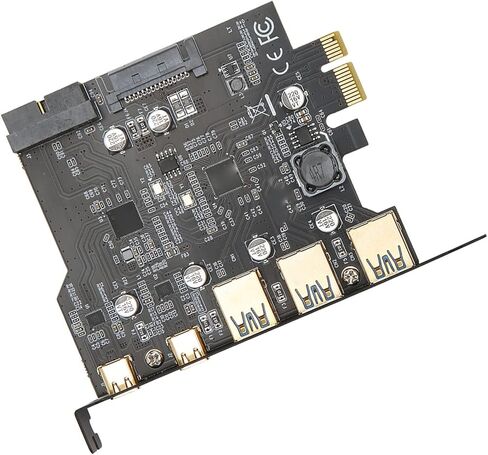 Yinhing PCIE 1X to USB Expansion Card 5 Ports Adapter with 3xUSB3 0 2xType C High Speed Controller Compatible with WINXP in Kuwait